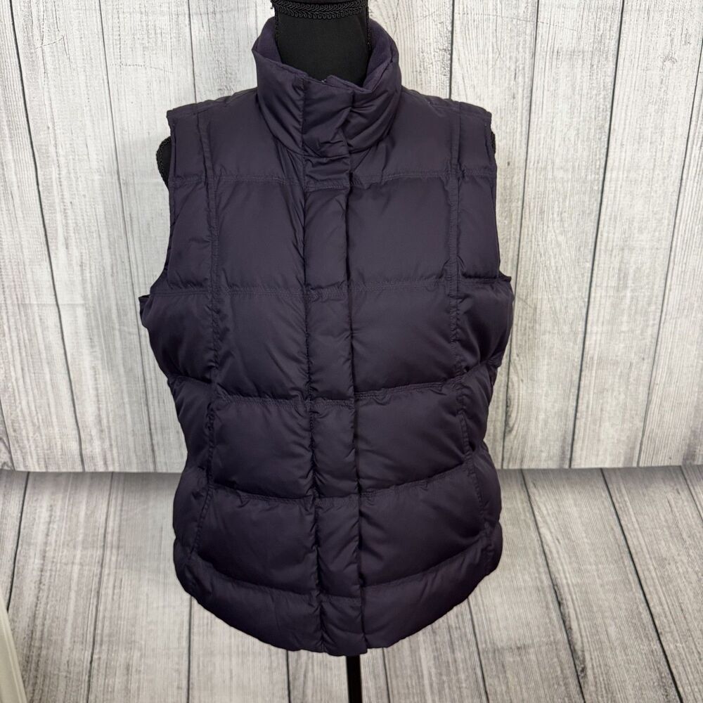 Eddie Bauer Women's Medium Purple Goose Down Full Zip/Snaps Puffer Vest Classic